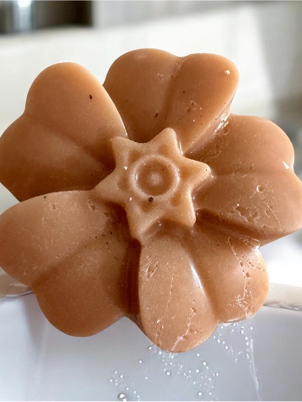 Shea butter Floral Sculpted Pink Hand Soap - caramel popcorn fragrance